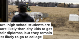 A high school junior looks over a farm where he works in Perry, N.Y., in March 2025. Lauren Petracca/Associated Press